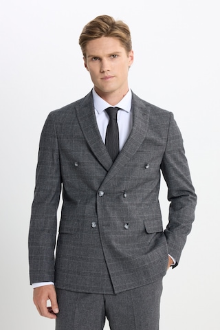 AC&Co / Altınyıldız Classics Erkek Antrasıt Slim Fit Dar Kesim Kırlangıç Yaka Kareli Kapak Cepli Esnek Takım Elbise Antrasit