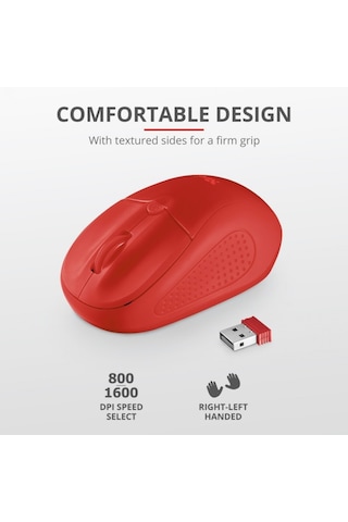 TRUST PRİMO 20787 USB 1600 DPI KIRMIZI KABLO  UZ MOUSE