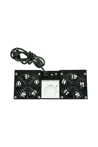 Canovate 2Li Rack Kabin Fan Modülü Termostatlı Duvar Tipi Siyah