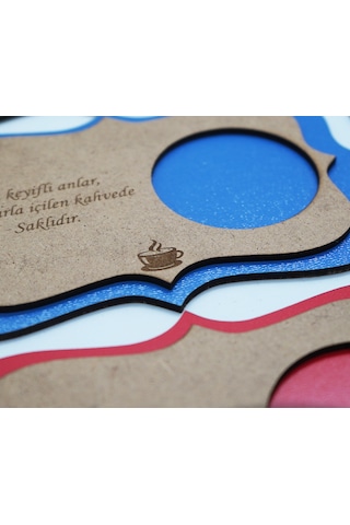 Ahşap Mdf Lazer Kesim Renkli Kahverengi 6 Lı Kahve Fincan Atlığı, Bardak Altlığı, Sunum Açık Kahverengi