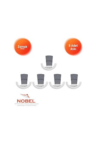 Tivist Lüks Askı, Metal, Vestiyer Askı, 123 Gr, Dolap Askılık, Duvar Askılığı, Krom Füme Vidalı 5 Adet