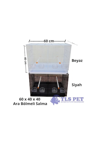 Tlspet İthal Ara Bölmeli Salma Çifthane Kafes 60x40x40 Cm