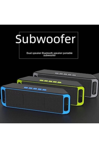 "çift Kablosuz Bağlantı Ve Radyo Özellikli Sc208 Taşınabilir Bluetooth Hoparlör"