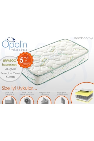 Uzunbebe 90X190 Tek Kişilik Opalin Bamboo 90X190 Ortopedik Yaylı Yatak (182363701)