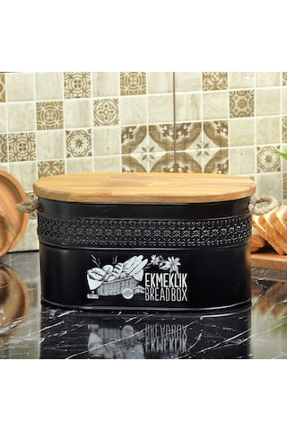 Ferforje Ahşap Kapaklı Kesme Tahtalı Ekmeklik Beyaz