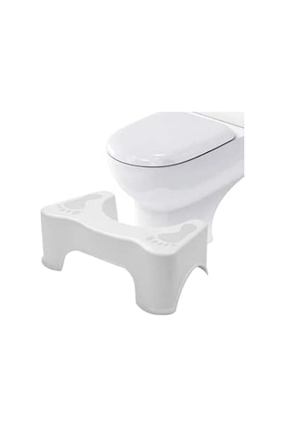 Youtek Beyaz Tuvalet Yardımcı Tabureği - Kayma Önleyici Banyo Oturma Sandalyesi Kolon Sağlığı İçin Kolon Sorunlarını Önleyen Ayaküstü Beyaz