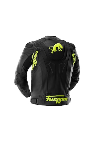 Furygan Raptor Evo 3 Deri Motosiklet Ceketi Siyah Neon Sarı Karışık-Çok Renkli
