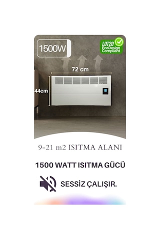 Elektrikli Isıtıcı 1500 Watt Lcd Ekranlı, Programlanabilir Panel Konvektör Isıtıcı Ayaklı Soba Ayaklar,askı Aparatı Dahil