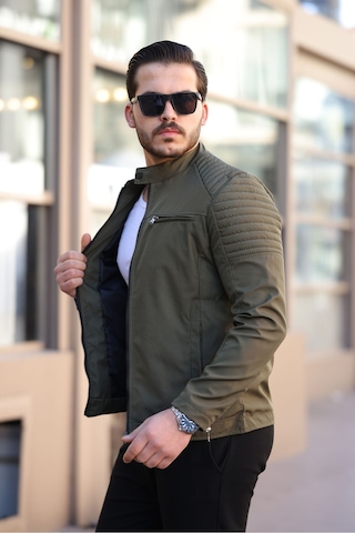 Mero Life Erkek Haki Su Ve Rüzgar Geçirmez Slim Fit Astarlı Mevsimlik Mont Haki