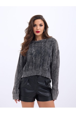 43331 Triko Saç Örgü Kazak-antrasit S