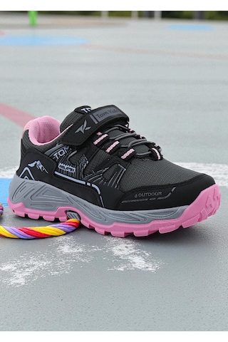 Khayt Ferrex Su Ve Soğuk Dayanıklı Kaymaz Taban Kışlık Unisex Çocuk Outdoor Spor Ayakkabı Füme - Pembe