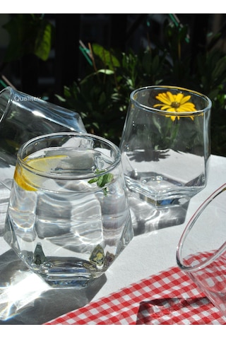 7 Parça Cam Bardak Ve Kapaklı Sürahi Seti 1,2 Lt Su Şişe