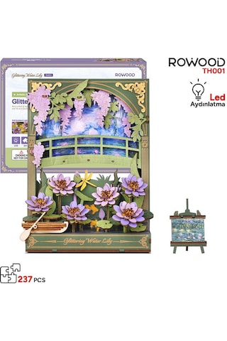 Rowood Th001 Nilüfer Çiçeği Glittering Water Lily Dıy Minyatür Maket Model Seti Ahşap 3d Wooden Puzzle 3d Model Kit Detaylı Dekoratif Hobi Seti Ahşap Maket