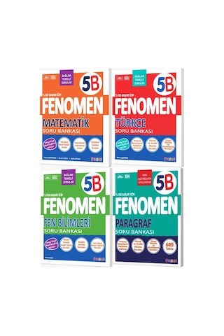 Fenomen Okul 2027 5. Sınıf Matematik + Türkçe + Fen + Paragraf B Serisi Soru Seti 4 Kitap Güncel Müfredat Maarif Model