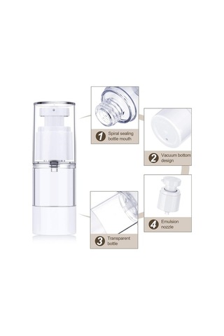 Novahub Kozmetik Seyahat Şişesi 15ml Havasız Pompalı Şişe 12 Adet Şeffaf, Kapaklı Şeffaf