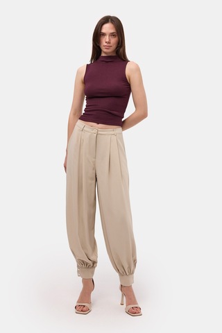 Itsbasic Kadın Bej S6-106 Bol Kesim Paça Detaylı Binici Pantolon