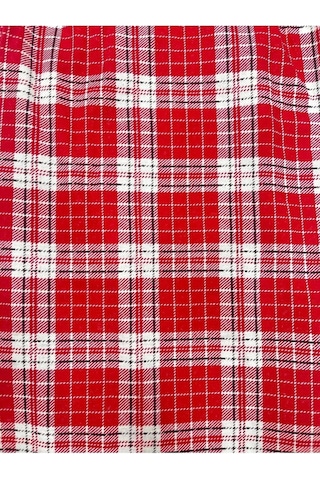 Desenli Penye Diz Altı Büyük Beden Anne Kadın Kapri Kırmızı Ekose