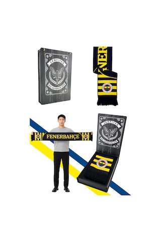 Fenerium Unısex Sarı Lacivert Dokuma Atkı Lazer Kutu Hediyeli