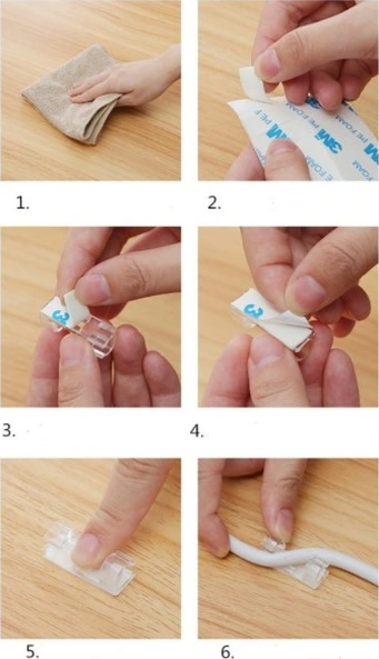 20& Apos Li Yapışkanlı Kablo Sabitleyici Şeffaf Klips 4741