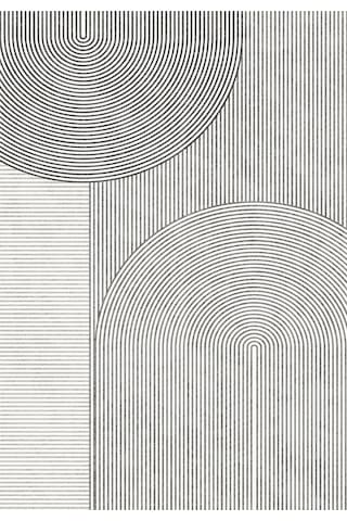 Decomia Home Dijital Kaymaz İskandinav Yıkanabilir Gri Modern Çizgili Salon Halısı Mutfak Halısı Yolluk DC-7185 Gri