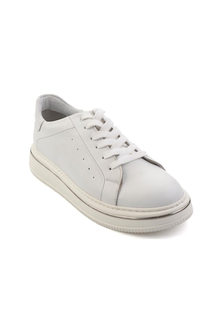 Beyaz Hakiki Deri Erkek Sneaker E01089006541 Beyaz