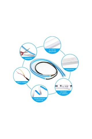 OtoÇizgi Far Üstü Kayar Led Selamlamalı Far Ledi 60 Cm - Kırmızı Turuncu