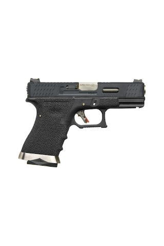 We Glock G19 T5 Siyah Kızak & Gövde Gümüş Namlu Gbb Airsoft Tabanca