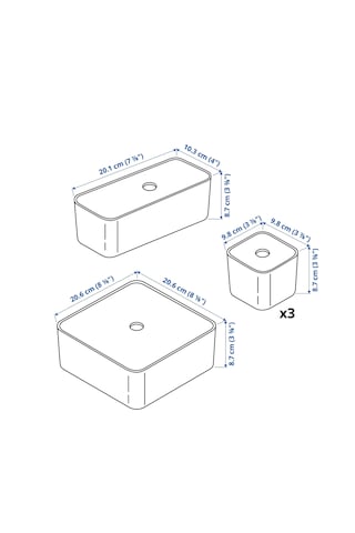 Ikea Vısslaån Kutu Seti , Gri, 5 Parça