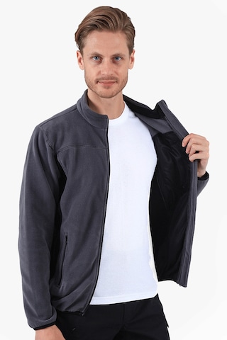 Çift Renkli Polar Ceket Gri - Siyah