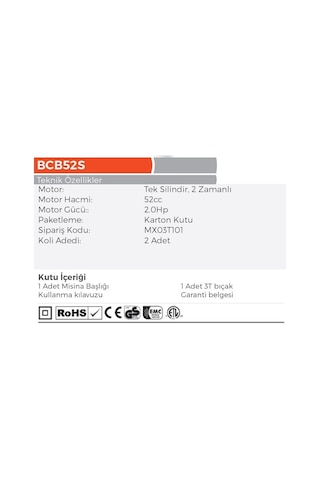 Max Extra BCB52S - Euro V 5 Motor Benzinli Ot Biçme Yan Tırpanı