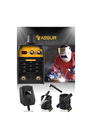 Assur Profesyonel Asr951 250 Amper Dijital Göstergeli İnverter Çanta Kaynak Makinesi Sarı