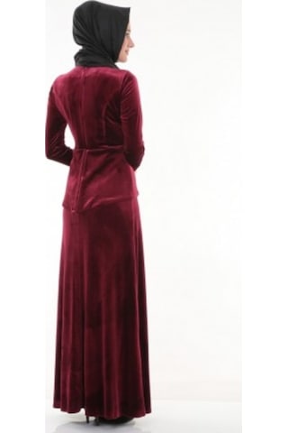 Nidya Moda Büyük Beden Elbise-4044B Bordo