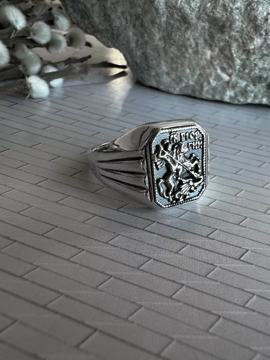 Monıchev Jewelry 925 Ayar Gümüş Mühür "aziz Yorgi" 242643408 Gri