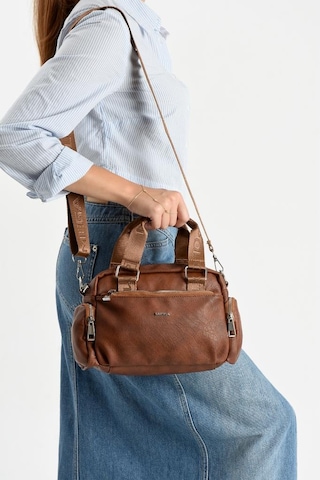 Suni Deri Kadın Omuz Çantası 25 17 Cm Çapraz Askılı Postacı Çanta Mega Bag Vegan Deri Kol Çantası Taba