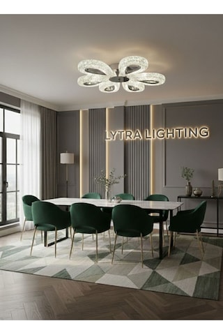 Damla Model 6 "lı Gümüş 3 Renk Modu Ledli Modern Tavana Sıfır Salon Mutfak Yatak Odası Led Avize Altın