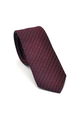 Beyaz Kırcıl Desenli Bordo Dokuma Kumaş Mendilli Slim Fit Kravat // Sdk-2504-3 Bordo