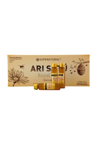 Sepe Natural Arı Sütü Kalsiyum Çinko Folik Asit C ve B Vitamin Kompleks Su Bazlı Şurup 10 Ampul x 10 ML