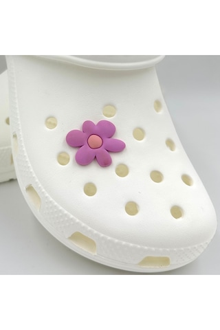 Crocs Terlik Süsü Ve Aksesuarı , Çanta Süsü Jibbitz 3d Çiçek 02 Logo Aksesuar Pembe-turuncu