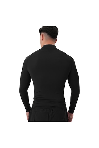 Musclecloth Tech Mock Uzun Kollu T-shirt Siyah Siyah