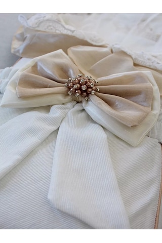 Yenidoğan Nil Taç Nakışlı Kumru Kundak Bebek Battaniyesi Sütlü Kahve Çok Renkli