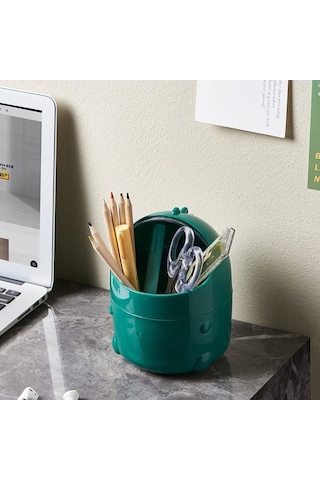 Fastbuy Mini Çöp Kutusu, Küçük Kapaklı Masaüstü Çöp Kutusu, Yeşil, Ofis İçin Masa Üstü Çöp Kutusu