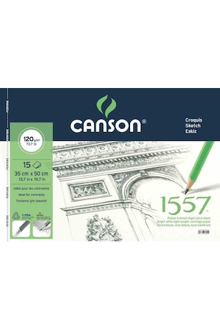 Canson 1557 Spiralli Resim Defteri 35x50 120 G 15yp