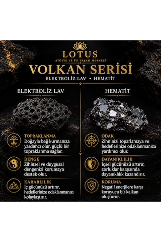 Volkan Serisi Ultra Premium Bileklik Lav Taşı & Hematit Gold