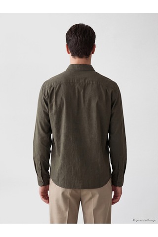 Lcwaıkıkı Classic Haki Regular Fit Armürlü Erkek Gömlek