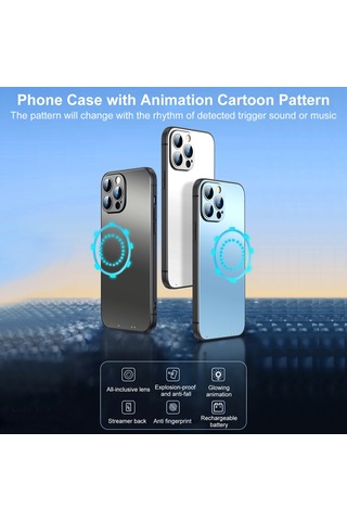 Vkemall  13 Pro Uyumlu Model 2: Şarj Edilebilir Pc Kılıf, Dinamik Işıklı Animasyon, Tam Yönlü Sağlama Ve Darbeye Dayanıklılık