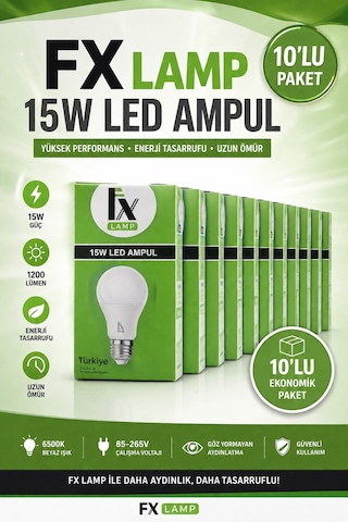 Vipay/ Fx Lamp 15w E27 Led Ampul - 10'lu Paket 10lu Paket