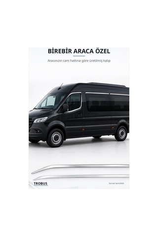 Mercedes-benz Sprinter 2019 Ve Sonrası Uyumlu Krom Cam Çıtası 4 Parça Paslanmaz Çelik