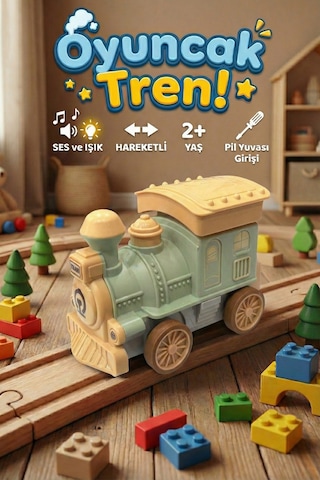 Sesli Ve Işıklı Bas Bırak Oyuncak Tren Hareketli Eğitici Lokomotif 2+ Yaş