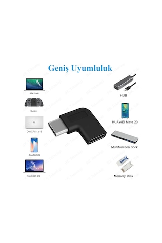 90 Derece L Tip Sağ Ve Sol Açılı Usb C Type-c Erkek - Dişi Adaptö