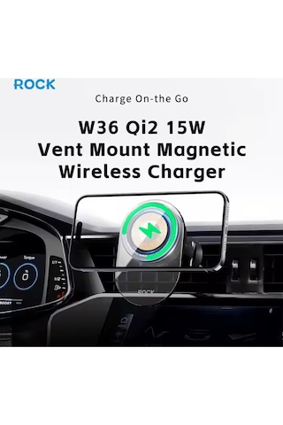 W36 Qi2 Magsafe Transparan Kablosuz Şarjlı Araç Tutucu Siyah